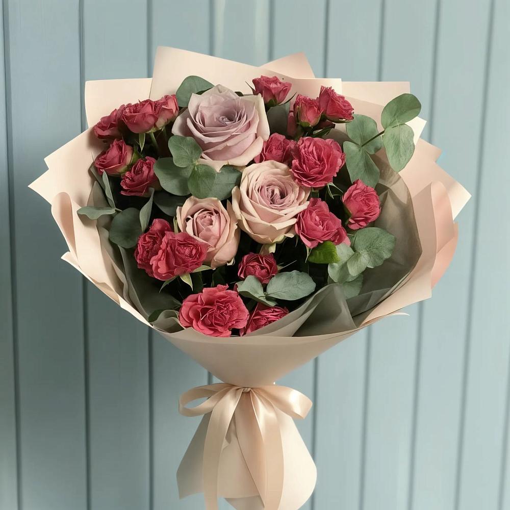 Букет цветов из: Гвоздики и Розы в Посёлок совхоза Красковский