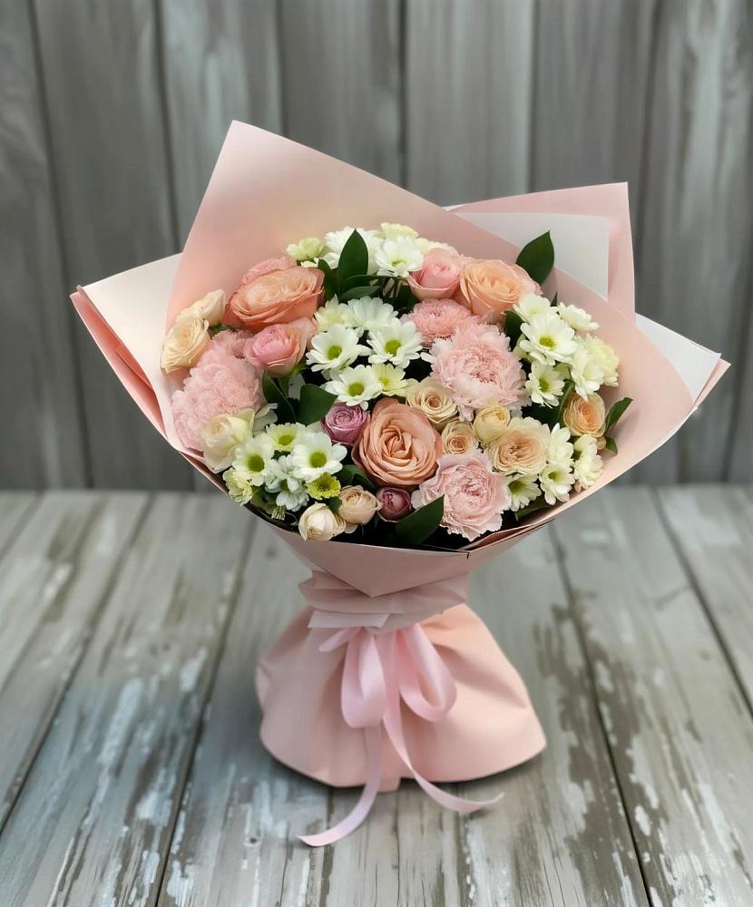 Букет цветов из: Гвоздики, Розы и Хризантемы в Посёлок совхоза Красковский