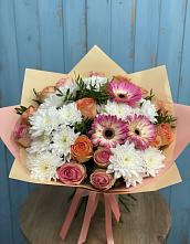 Букет цветов из:  Розы, Герберы и Хризантемы в Посёлок совхоза Красковский