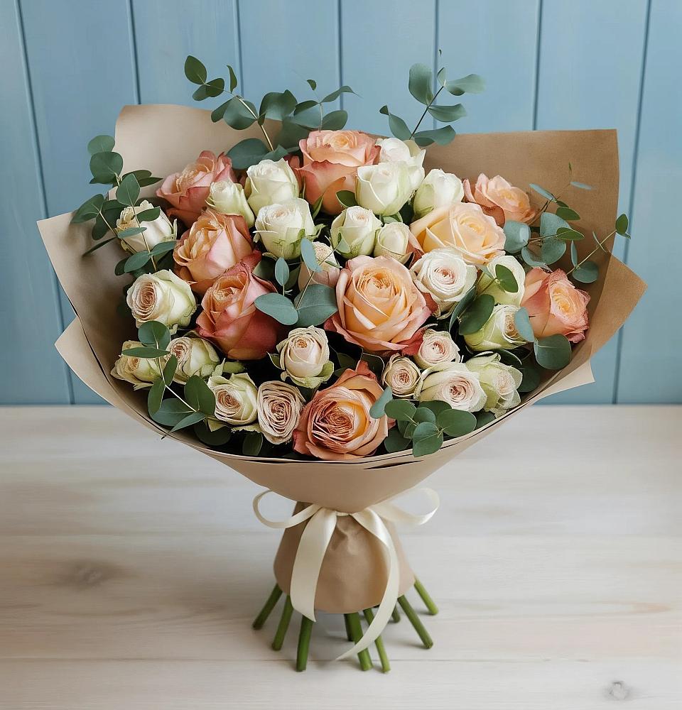 Букет цветов из: Альстромерии и Розы в Посёлок совхоза Красковский