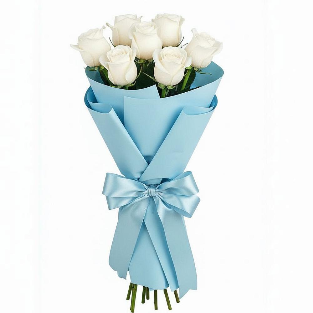 Букет 7 белых роз Проуд в Посёлок совхоза Красковский