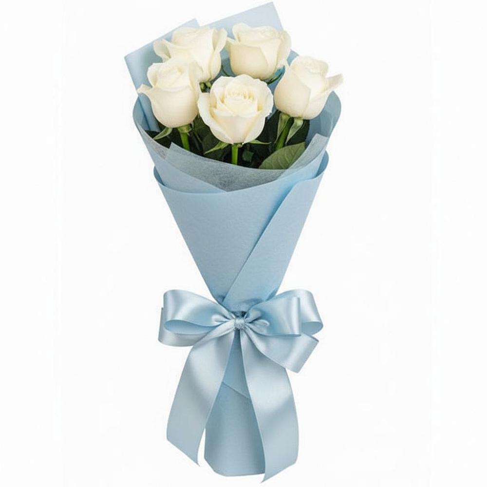 Букет 5 Белых роз Проуд в Посёлок совхоза Красковский