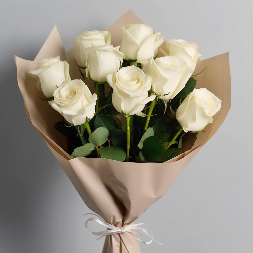 Букет 9 Белых роз Эдлесс Лав в Посёлок совхоза Красковский