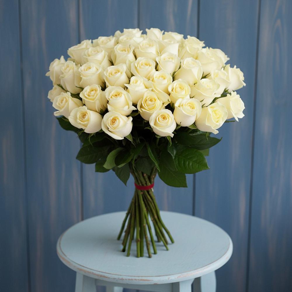 Букет 51 Белая роза Эдлесс Лав в Посёлок совхоза Красковский