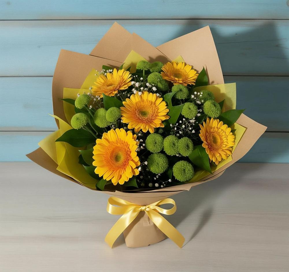Букет цветов из: Герберы и Хризантемы в Посёлок совхоза Красковский