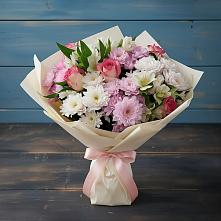 Букет цветов из:  Хризантемы, Альстромерии и Розы в Посёлок совхоза Красковский
