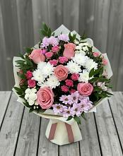 Букет цветов из:  Альстромерии, Гвоздики, Розы и Хризантемы в Посёлок совхоза Красковский