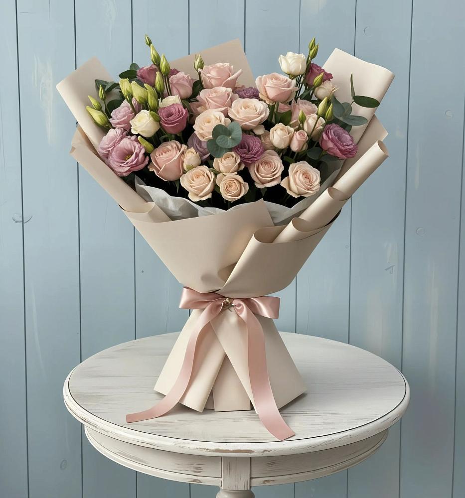 Букет цветов из: Розы и Лизиантусы в Посёлок совхоза Красковский