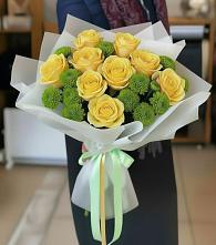 Букет цветов из:  Хризантемы и Розы в Посёлок совхоза Красковский