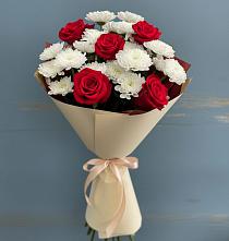 Букет цветов из:  Розы и Хризантемы в Посёлок совхоза Красковский