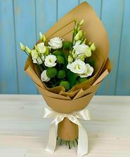 Букет цветов из:  Хризантемы и Лизиантусы в Посёлок совхоза Красковский