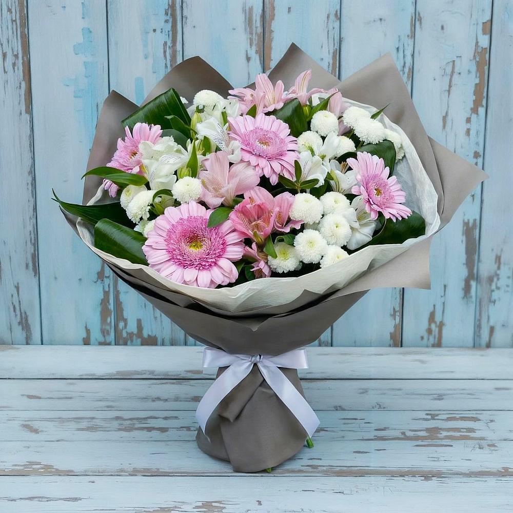 Букет цветов из: Герберы, Альстромерии и Хризантемы в Посёлок совхоза Красковский
