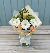 Букет цветов из:  Герберы, Розы и Хризантемы в Посёлок совхоза Красковский