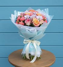 Букет цветов из:  Хризантемы и Розы в Посёлок совхоза Красковский