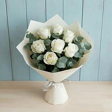 Букет Белые розы в Эвкалипте #REPLACE_PRED# Посёлок совхоза Красковский
