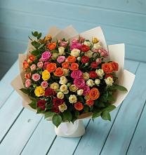 Букет Микс из разноцветных кустовых роз в Посёлок совхоза Красковский